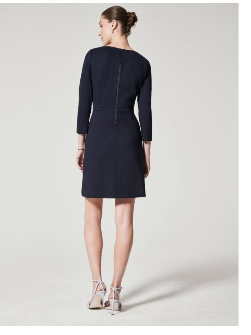 NWT SPANX THE PERFECT A-Line 3/4 Sleeve Shift Dress Black Large Orig $200 - Picture 6 of 7
